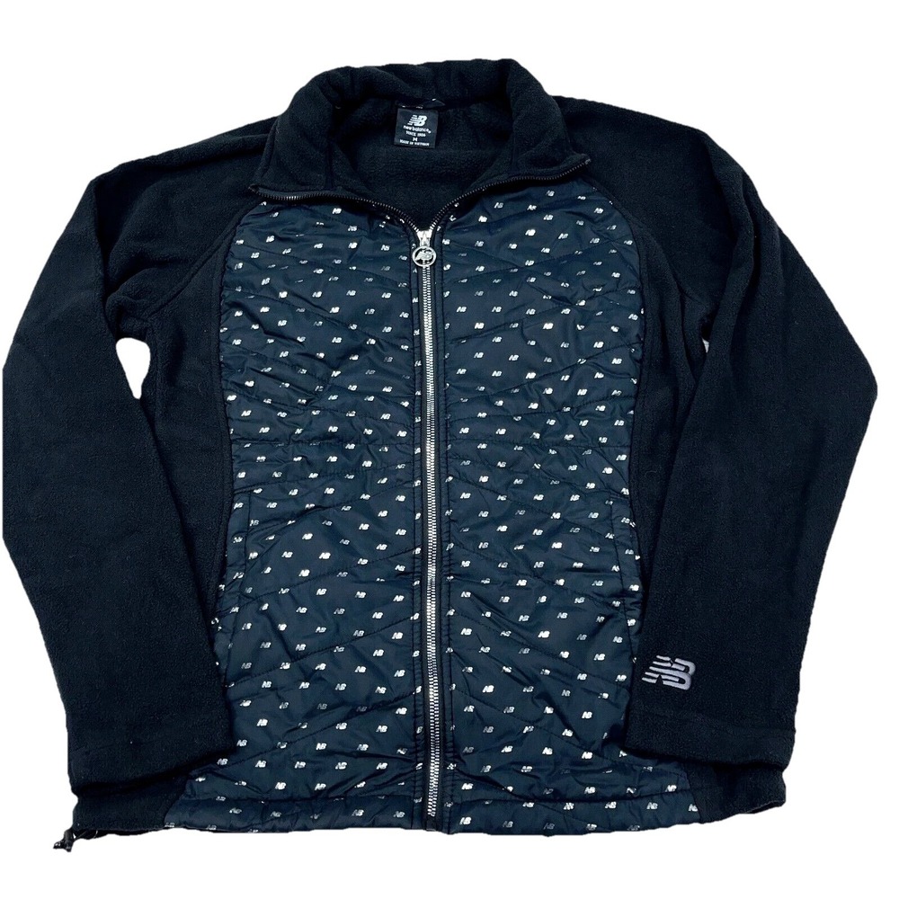 New Balance Jacket Women Medium Black Fleece Full Zip Hybrid Tech Sweater